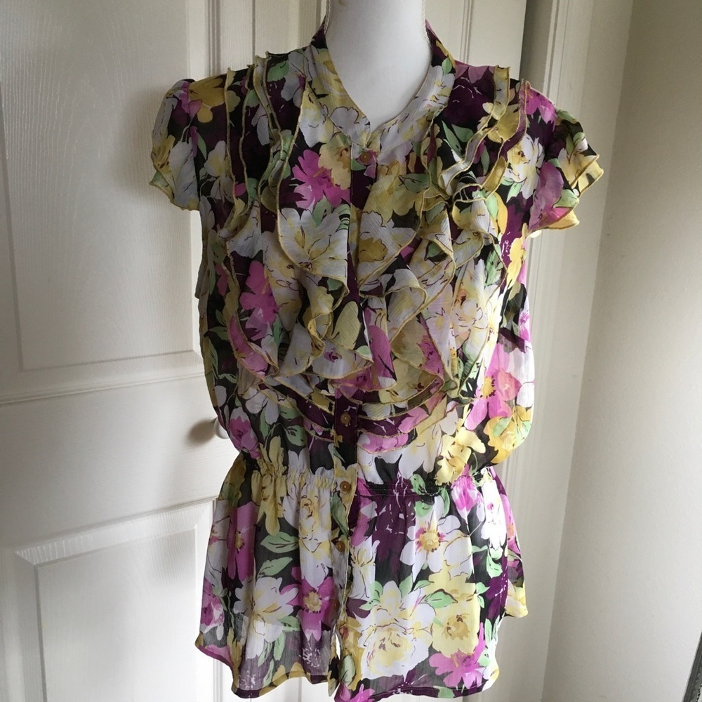 Sunny Leigh pink, yellow and black floral blouse​